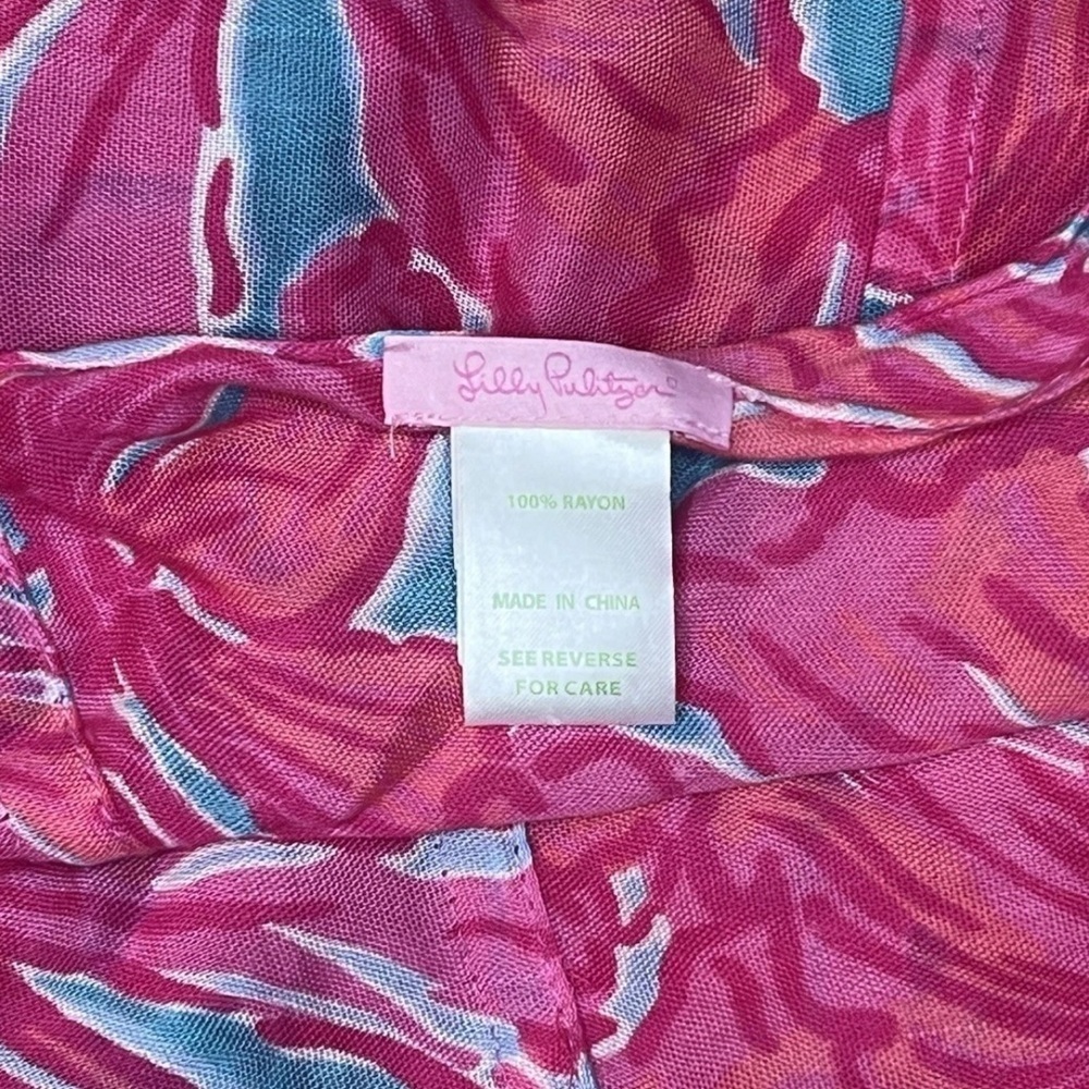 Lilly Pulitzer Riley Loop Infinity Scarf – Pink & Blue Floral Print – 100% Rayon - Picture 2 of 5